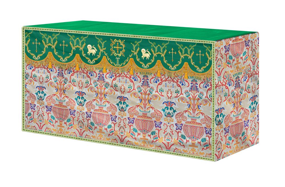 Liturgical Tapestry Altar Cloth with Detailed Embroidered Trims