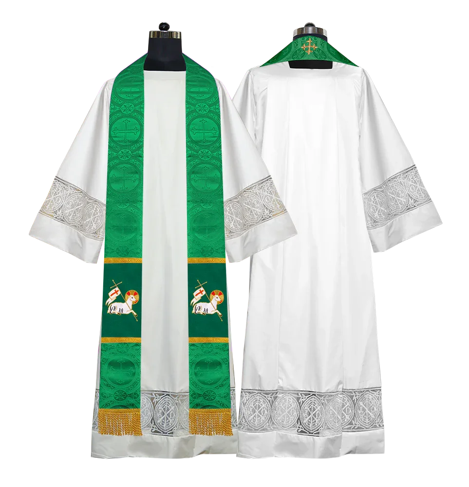 Liturgical Stole with Embroidered Lamb Motif – PSG VESTMENTS