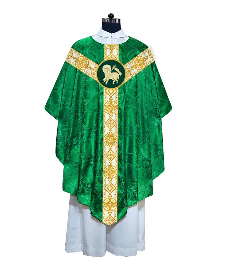 Traditional Pugin Style Chasuble Adorned with White Braids