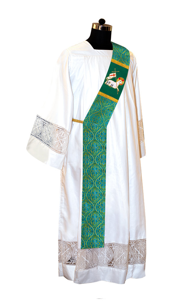 Deacon Stole with Embroidered Spiritual Lamb Motif