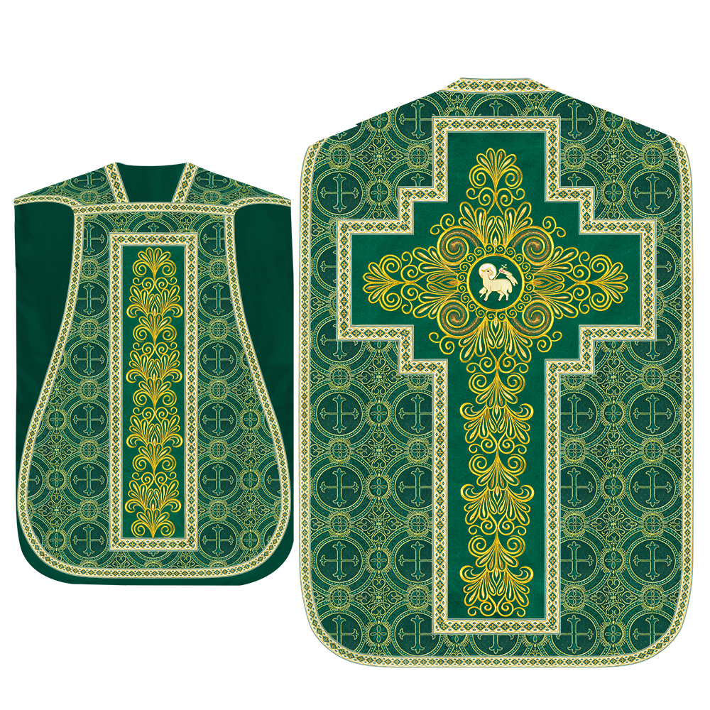 Roman Chasuble Vestment enriched With Coloured Braids and Trims