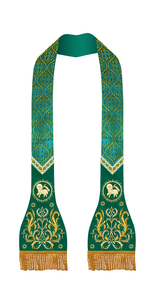 Set of Four Spiritual Roman Stole with Embroidered Motif and trims