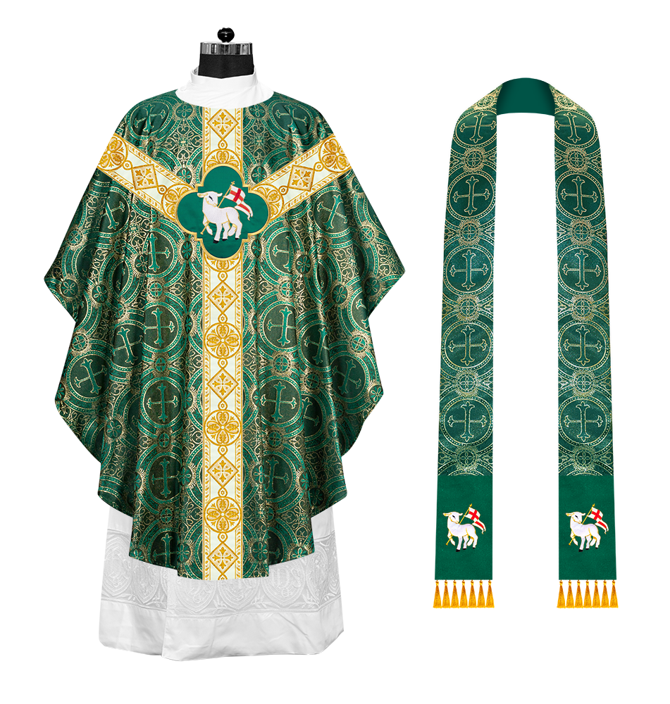 Gothic Chasuble Vestment with Motif and Trims