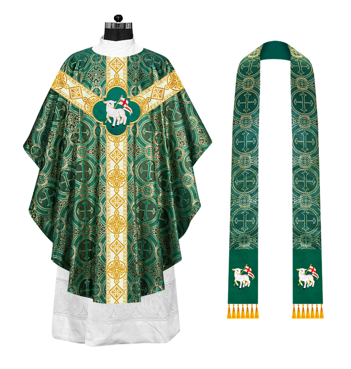 Gothic Chasuble Vestment with Motif and Trims