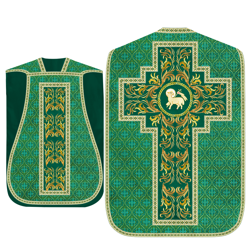 Roman Chasuble Vestment With Woven Braids and Trims