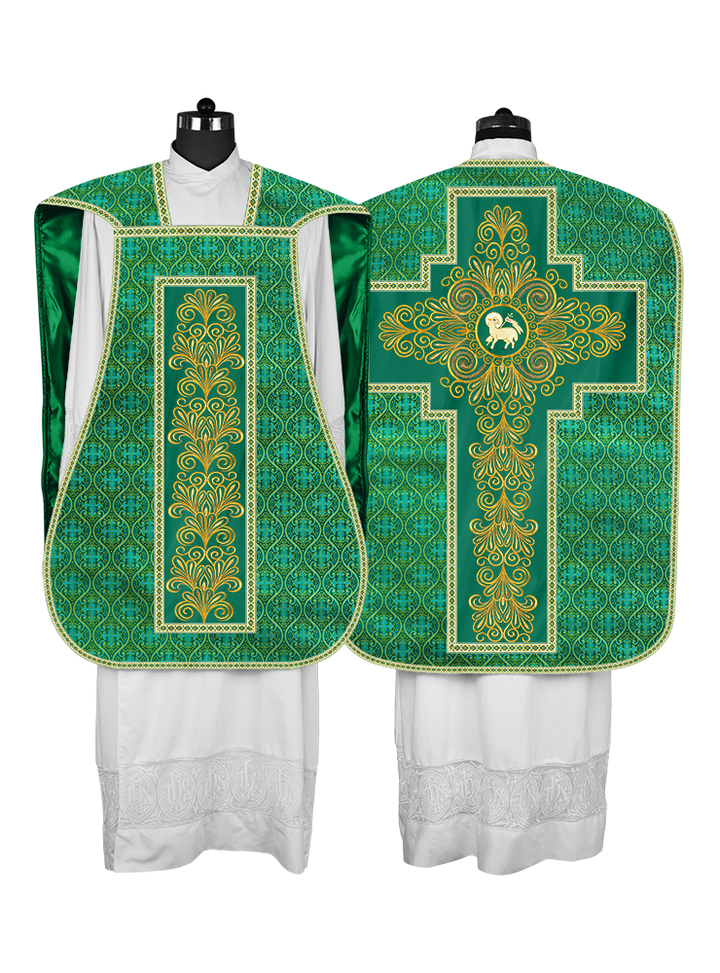 Roman Chasuble Vestment enriched With Coloured Braids and Trims