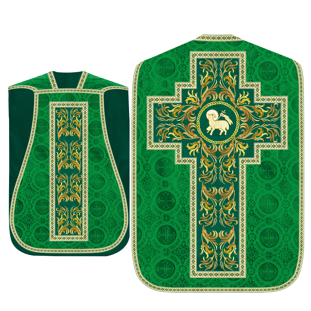 Roman Chasuble Vestment With Woven Braids and Trims