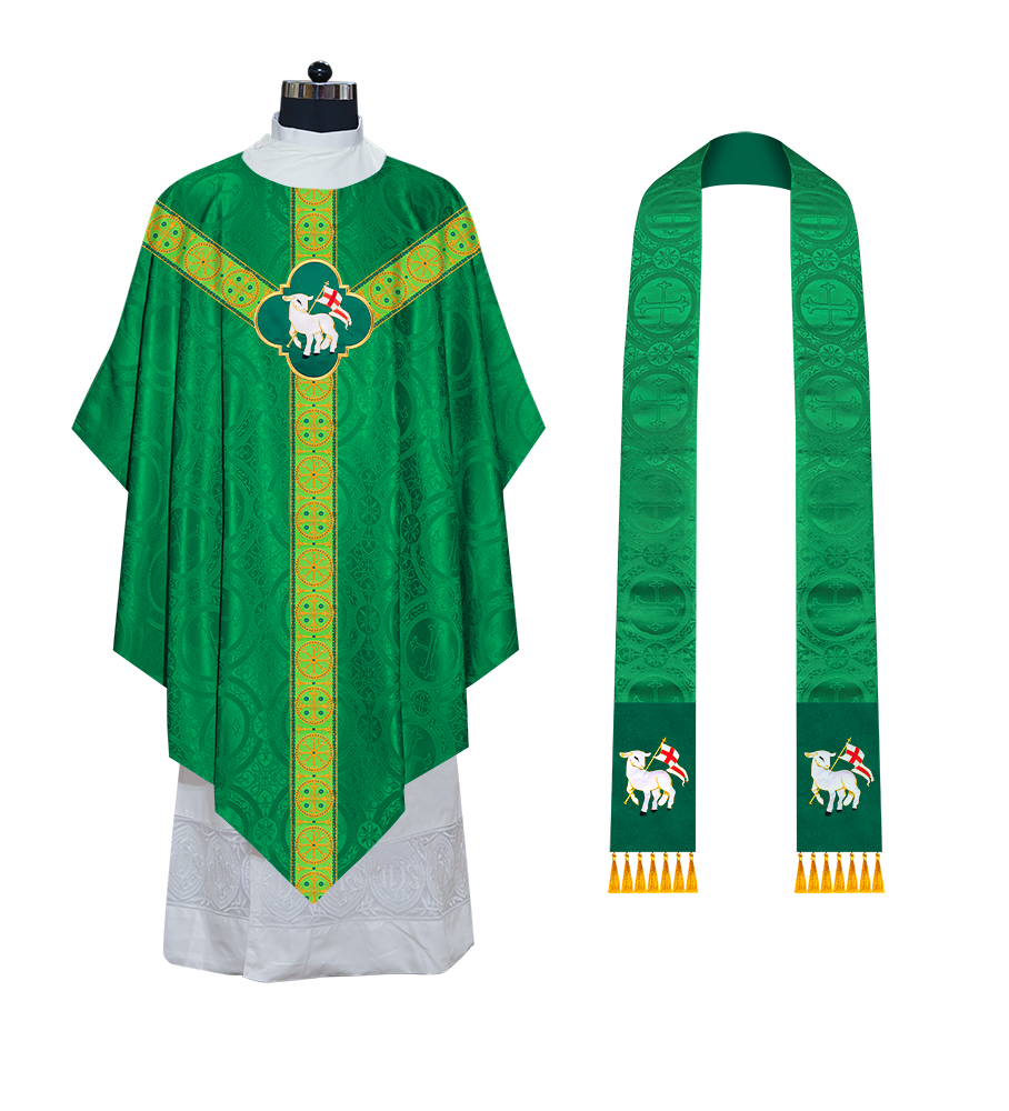 Divine Pugin Chasuble with Braided Lace Orphrey