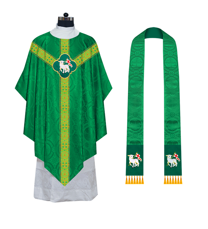 Divine Pugin Chasuble with Braided Lace Orphrey