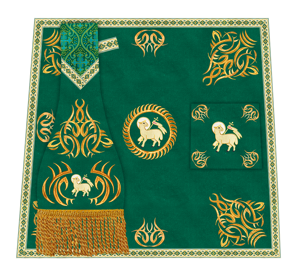 Borromean Chasuble Vestment With Braided Orphrey and Trims