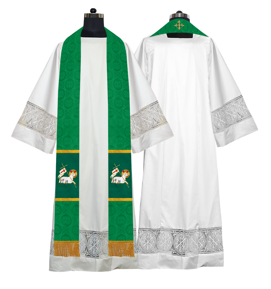 Clergy Stole with Embroidered Liturgical Motif