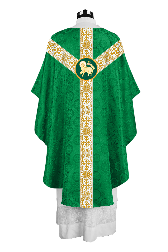 Priest Chasuble with Classic Braided Orphrey and Trims
