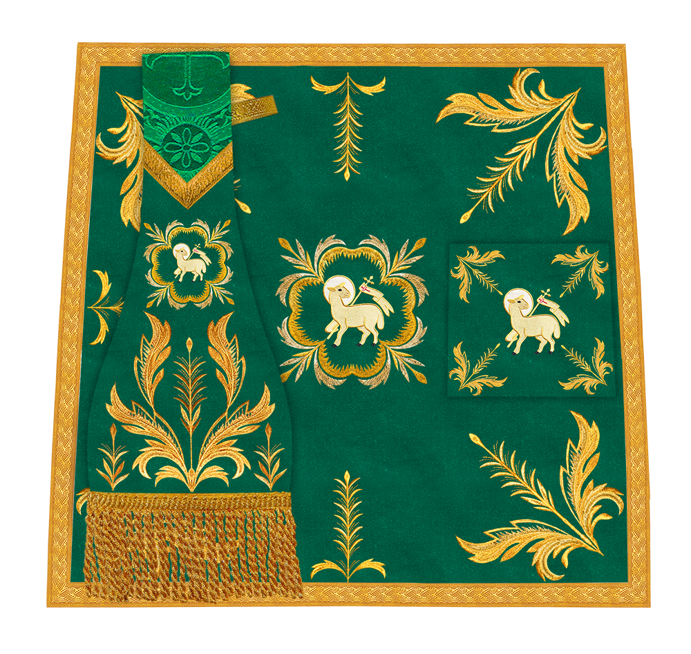 Set of Four Roman Chasuble with liturgical motifs