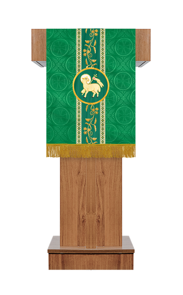 Elegant Embroidered Altar Cloth with Decorative Trim