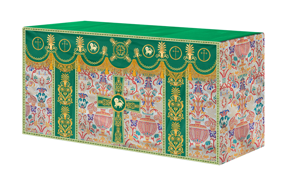 Coronation Tapestry Altar Table Cloth with Embroidered trims