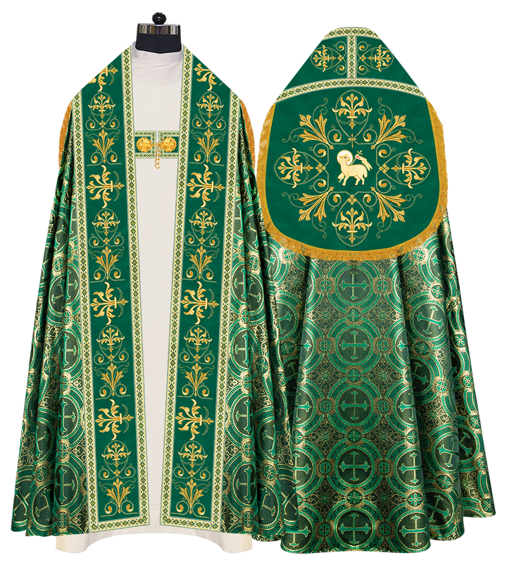 Embroidered Roman Cope Vestment with Braided Trims