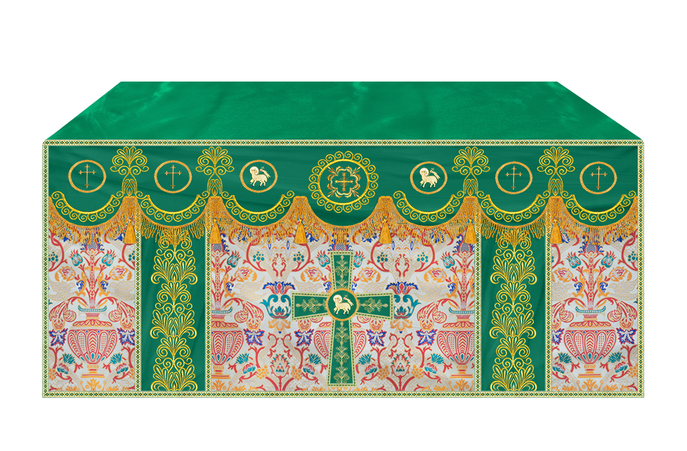 Embroidered Tapestry Altar Cloth with Ornate Orphrey