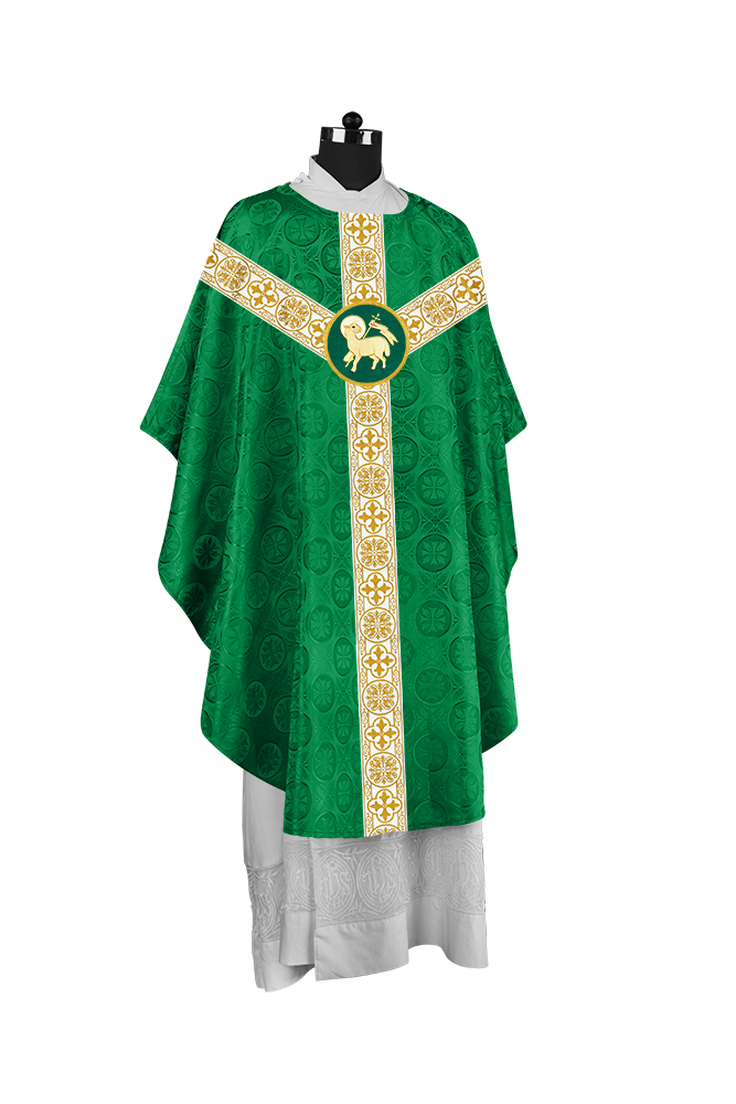 Priest Chasuble with Classic Braided Orphrey and Trims