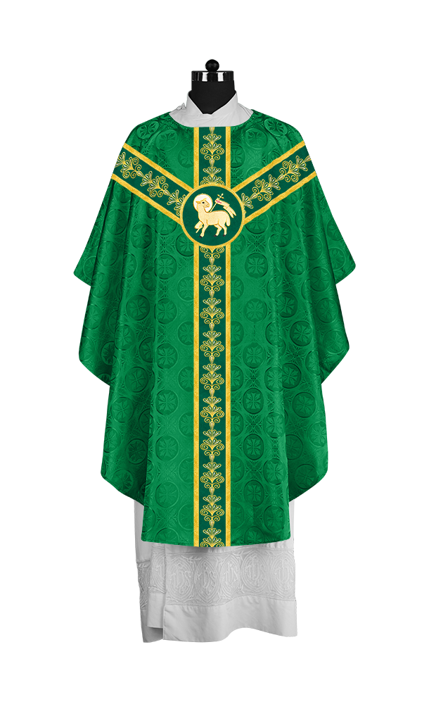Priest Chasuble Vestment with Liturgical Embroidered Motif