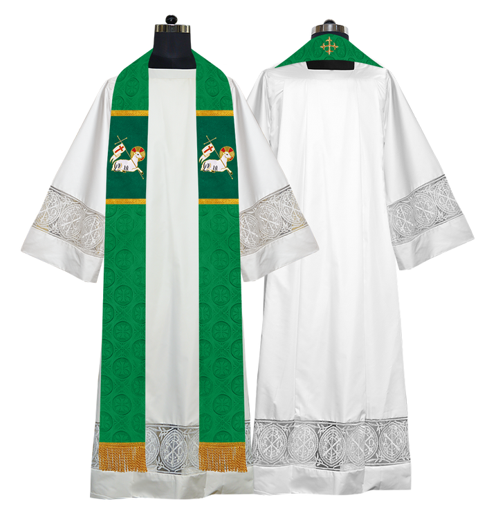 Clergy Stole with Embroidered Liturgical Motif
