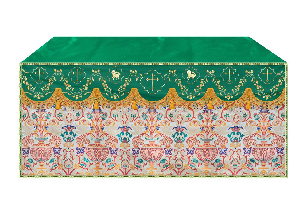 Tapestry Altar Cloth Adorned with Intricate Embroidery