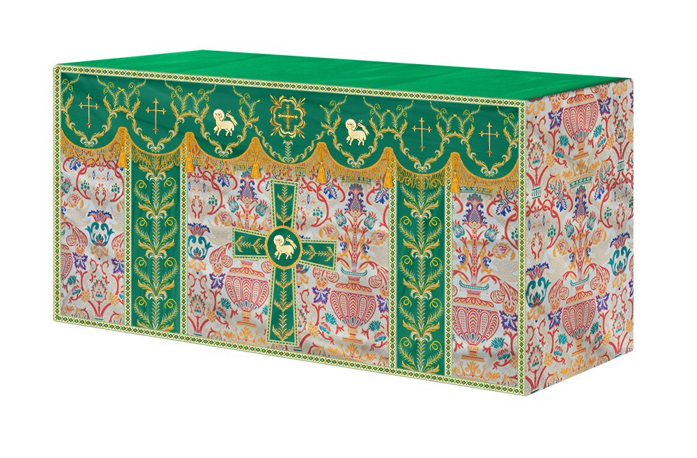 Liturgical Tapestry Altar Cloth with Detailed Embroidered Trims