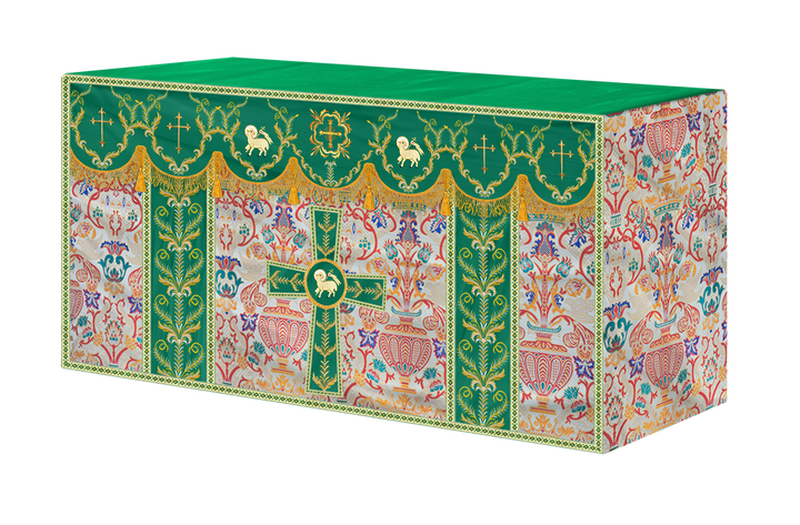 Liturgical Tapestry Altar Cloth with Detailed Embroidered Trims