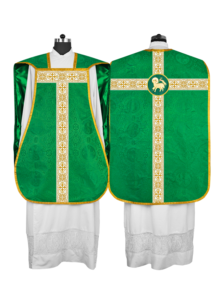 Casulla católica romana con motivo espiritual 