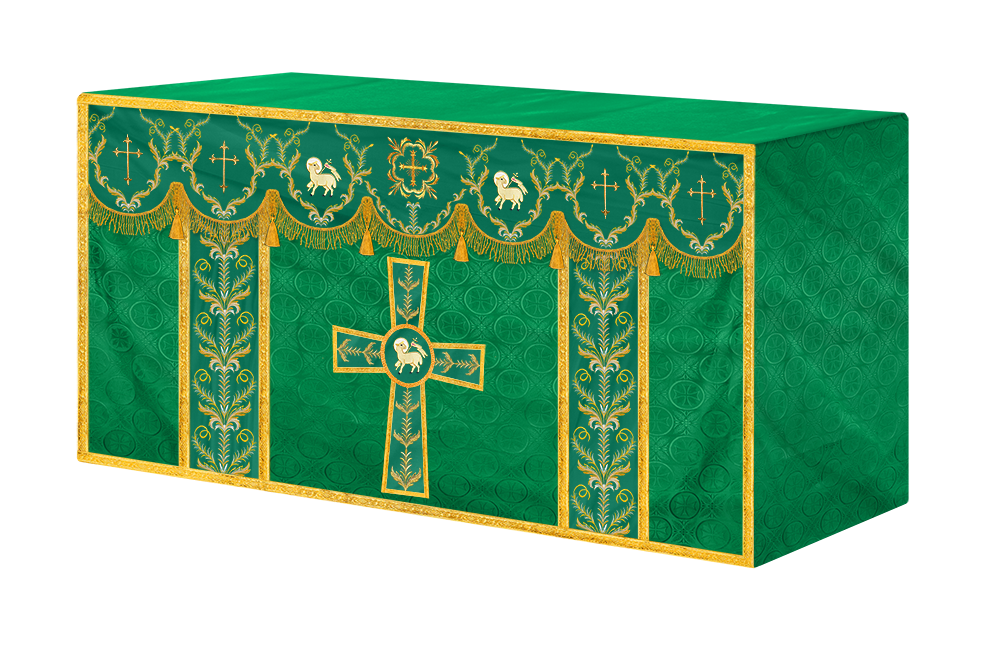 Handcrafted Church Altar Cloth with Detailed Embroidered Trims