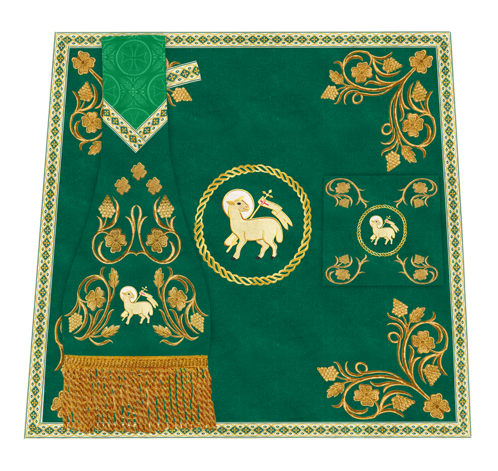Embroidered Altar Cloth Embellished with Spiritual Motifs