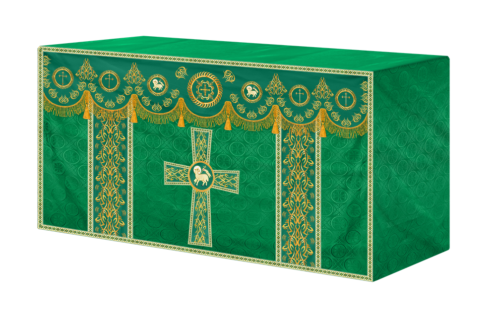 Church Altar Frontal with Ornate Embroidery & Spiritual Motifs