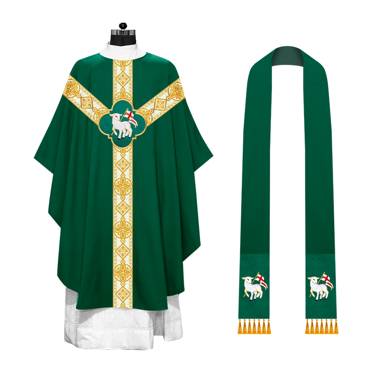 Gothic Chasuble Vestment with Motif and Trims