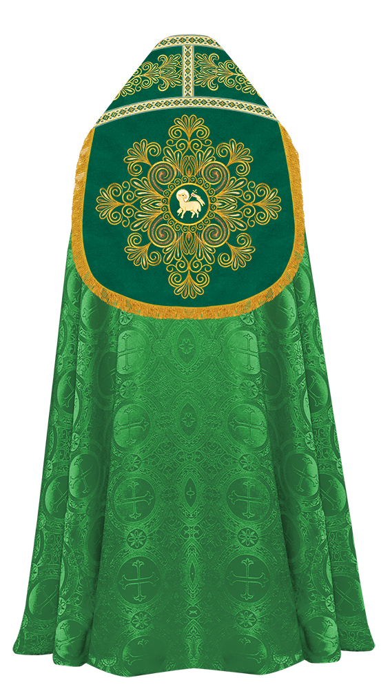 Roman Cope Vestment with Spiritual Motif and Adorned Embroidery