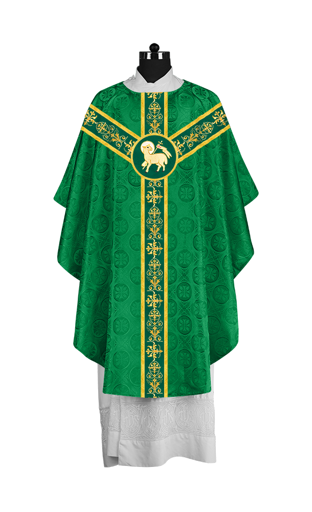 Ornate Priest Chasuble Vestment with Liturgical Embroidered Trims