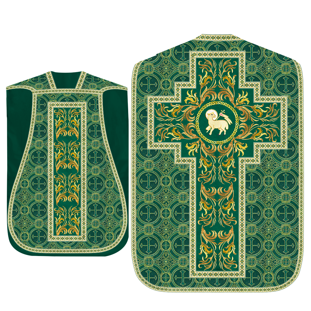 Roman Chasuble Vestment With Woven Braids and Trims