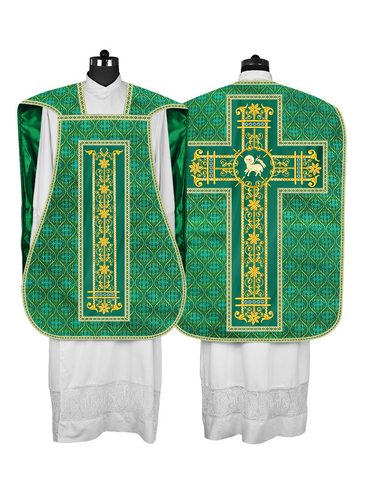 Roman Chasuble Vestment Enhanced With Orphrey and Trims