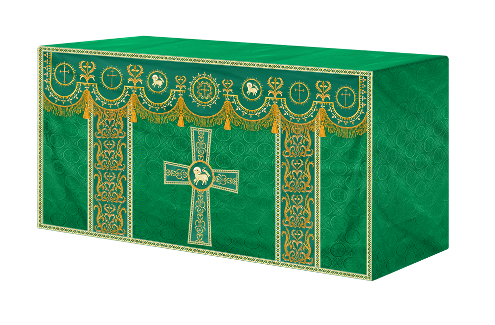 Embroidered Altar Frontal with Ornate Orphrey & Cross Design