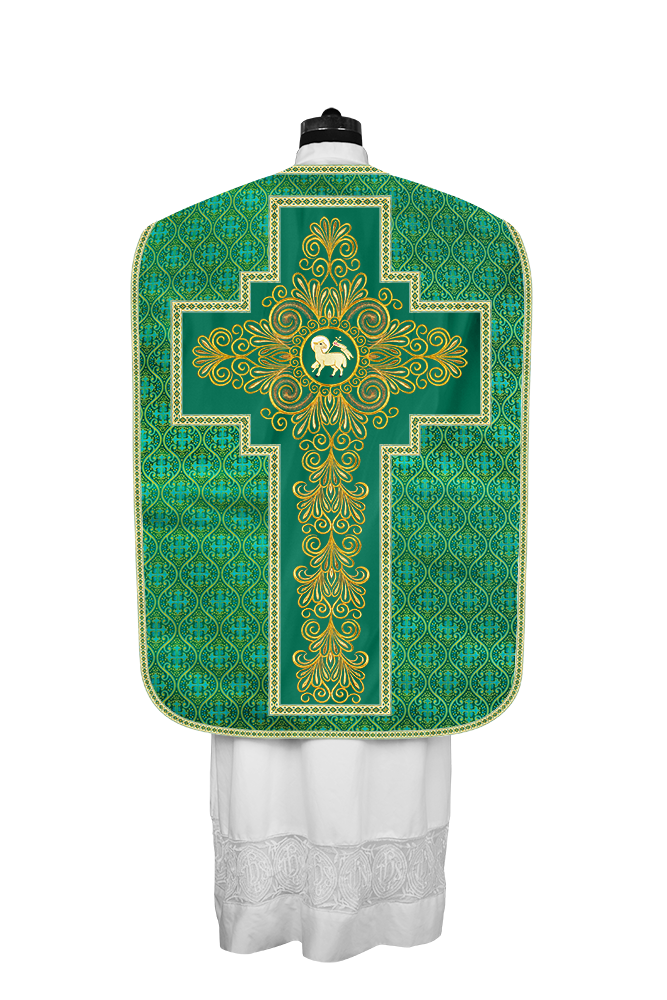 Roman Chasuble Vestment enriched With Coloured Braids and Trims