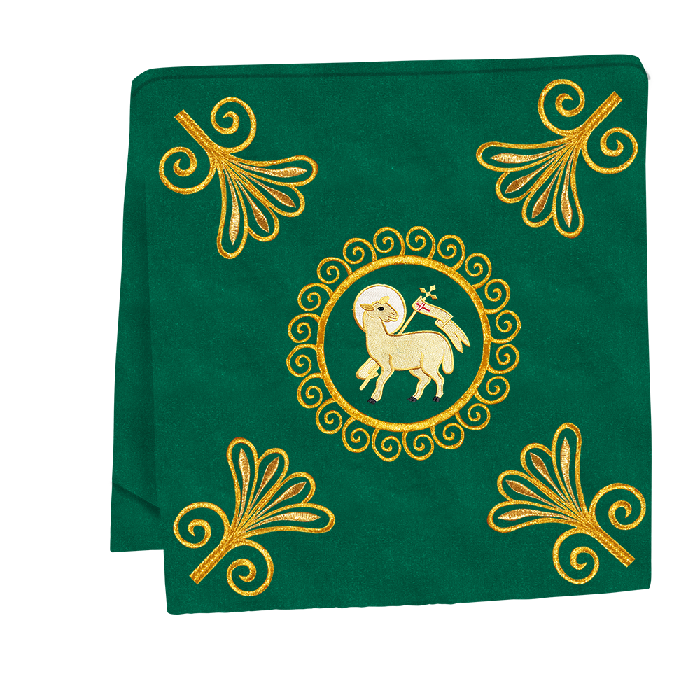 Traditional Altar Cloth Adorned with Embroidered Trims and Motif