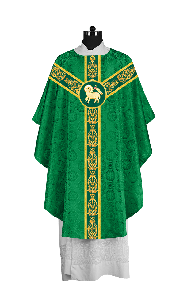 Handcrafted Gothic Chasuble with Traditional Embroidered Orphrey