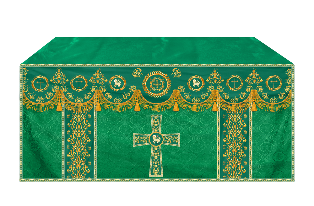 Church Altar Frontal with Ornate Embroidery & Spiritual Motifs