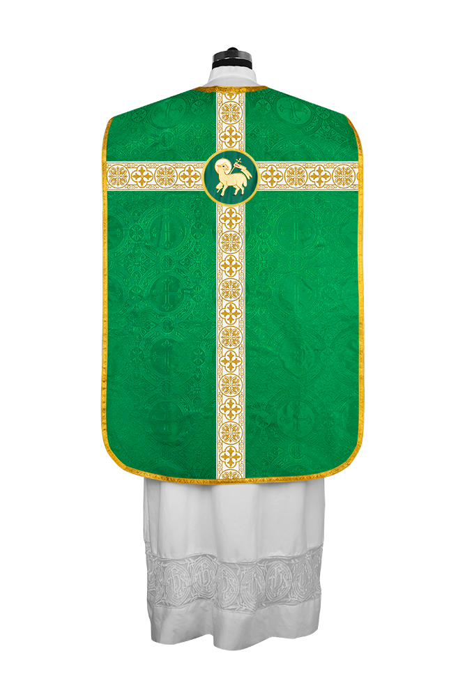 Casulla católica romana con motivo espiritual 