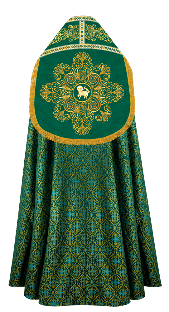 Roman Cope Vestment with Spiritual Motif and Adorned Embroidery