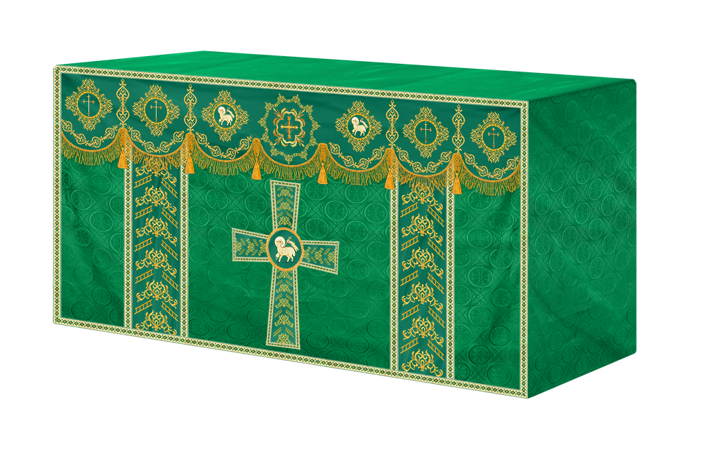 Elegant Altar Cloth with Intricate Orphrey Embroidery & Motif