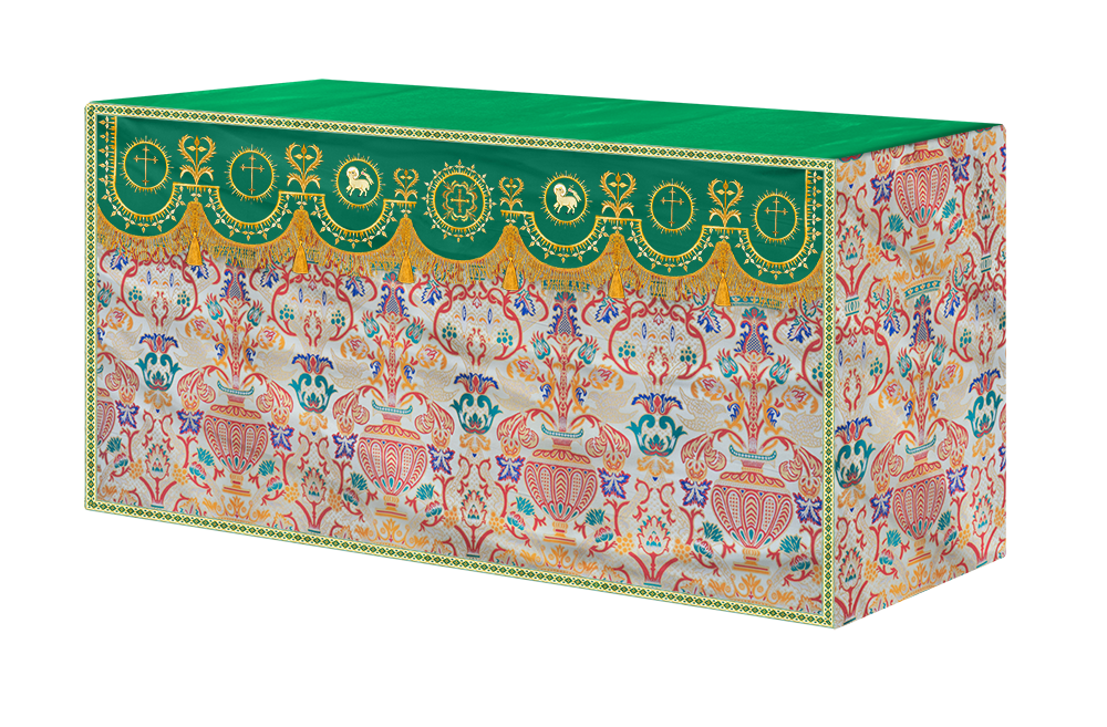 Tapestry Altar Cloth with Elegant Embroidered Trims