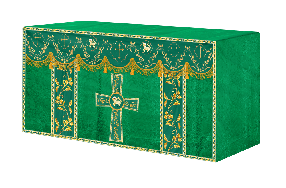 Altar Table Cloth With Floral Embroidery trims