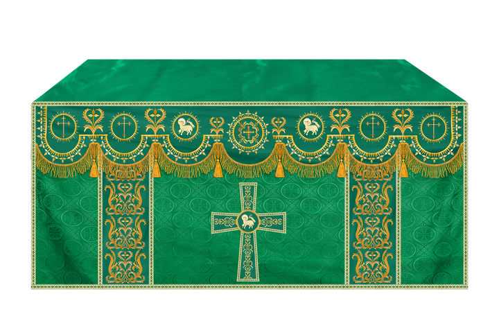 Embroidered Altar Frontal with Ornate Orphrey & Cross Design