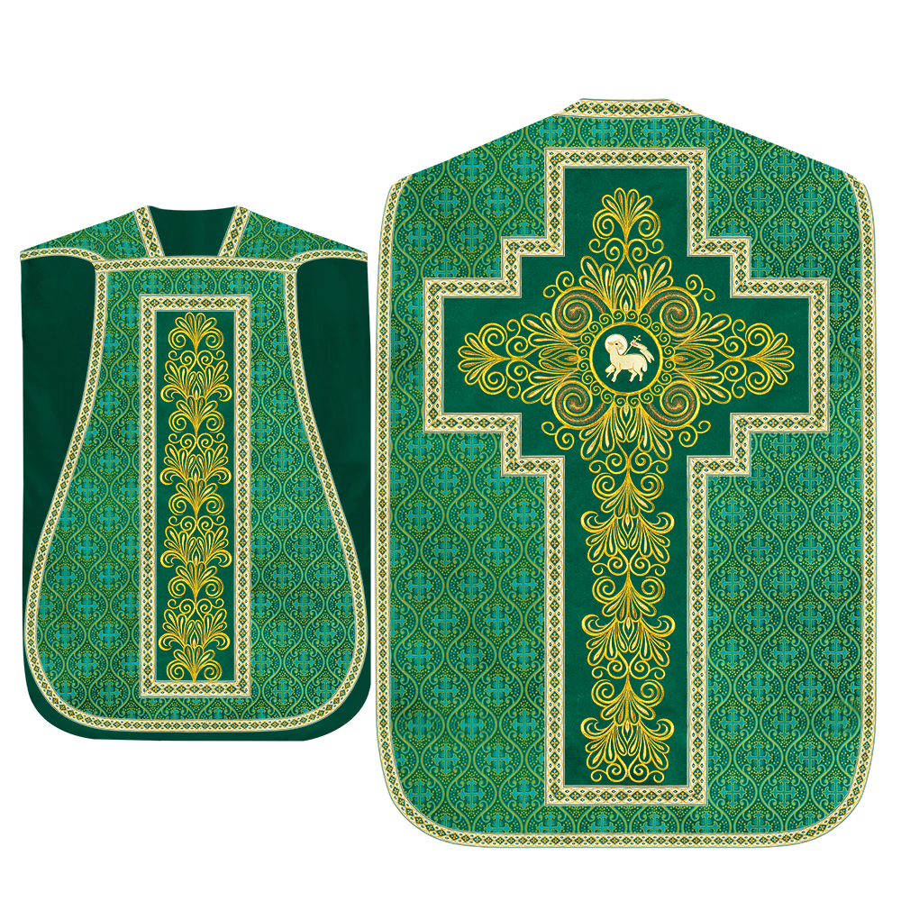 Roman Chasuble Vestment enriched With Coloured Braids and Trims