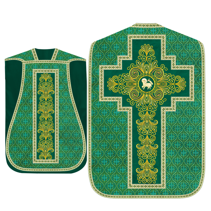 Roman Chasuble Vestment enriched With Coloured Braids and Trims