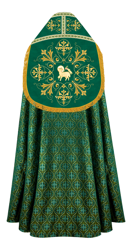 Embroidered Roman Cope Vestment with Braided Trims